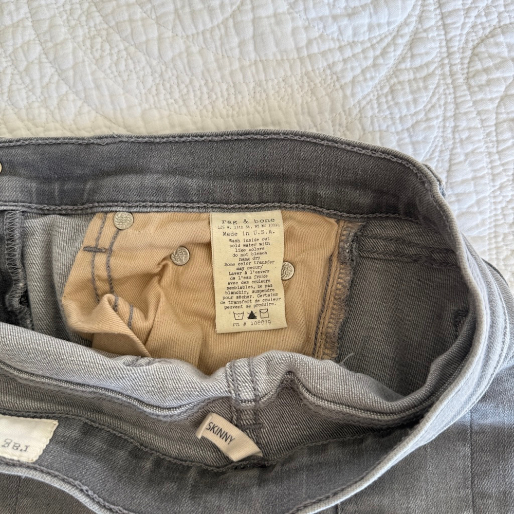 Rag & Bone Jean Skinny Buxton Grey Wash Women's Size 27 Stretch Denim Jeans - Picture 8 of 11